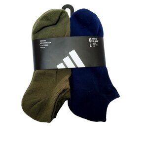 Adidas Mens No Show Socks Pack Of 6 Arch Compression Cushioned Footbed Size L